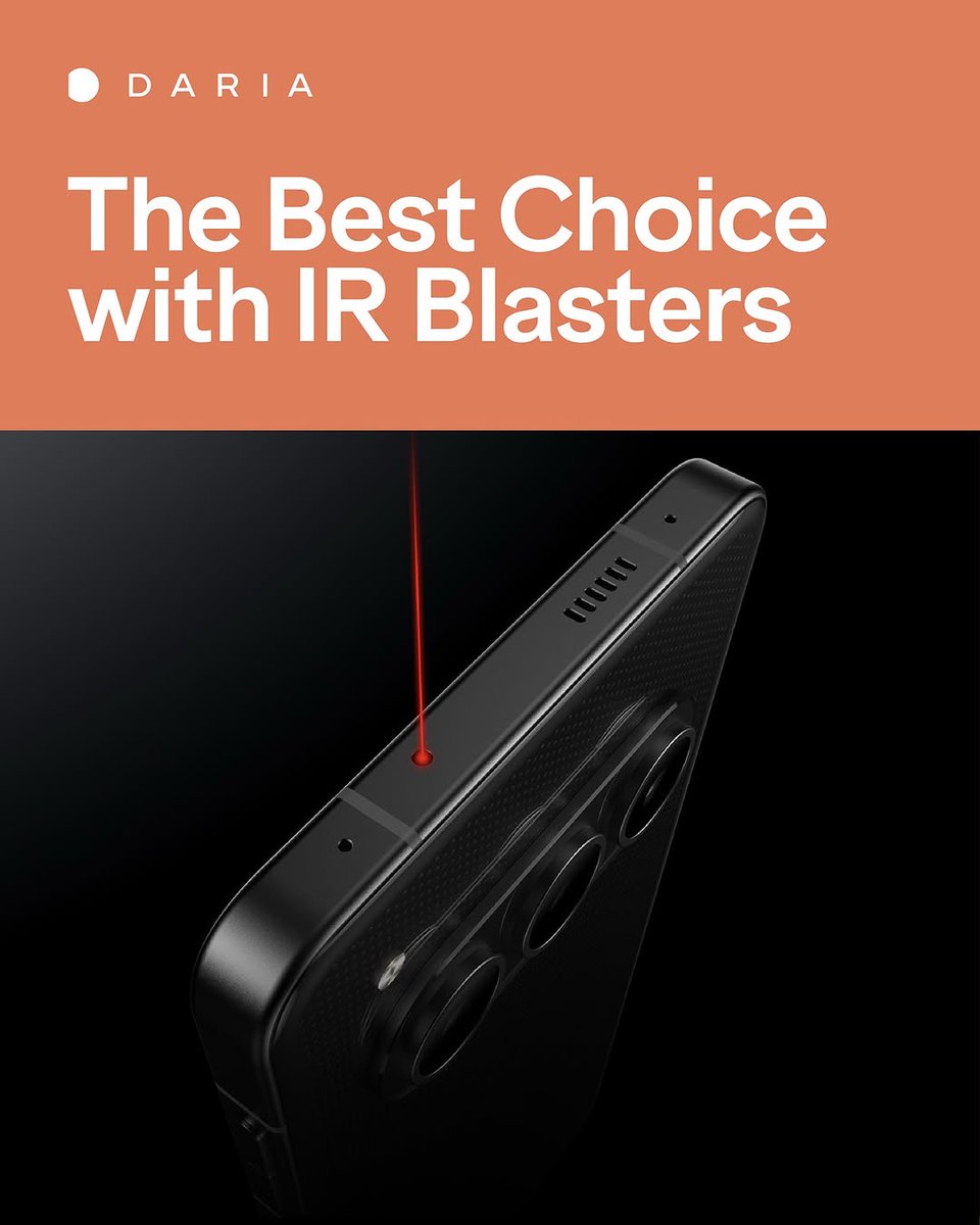 DariaMobile's tweet image. The phone that does it all 📱
Power, performance, and IR blasters at your fingertips. 🔥
Get ready to be blown away, available from 15 Feb!

#irblasters #dariabondll #HyperEngine #ArmMaliG615 #MobileExperience #gaming