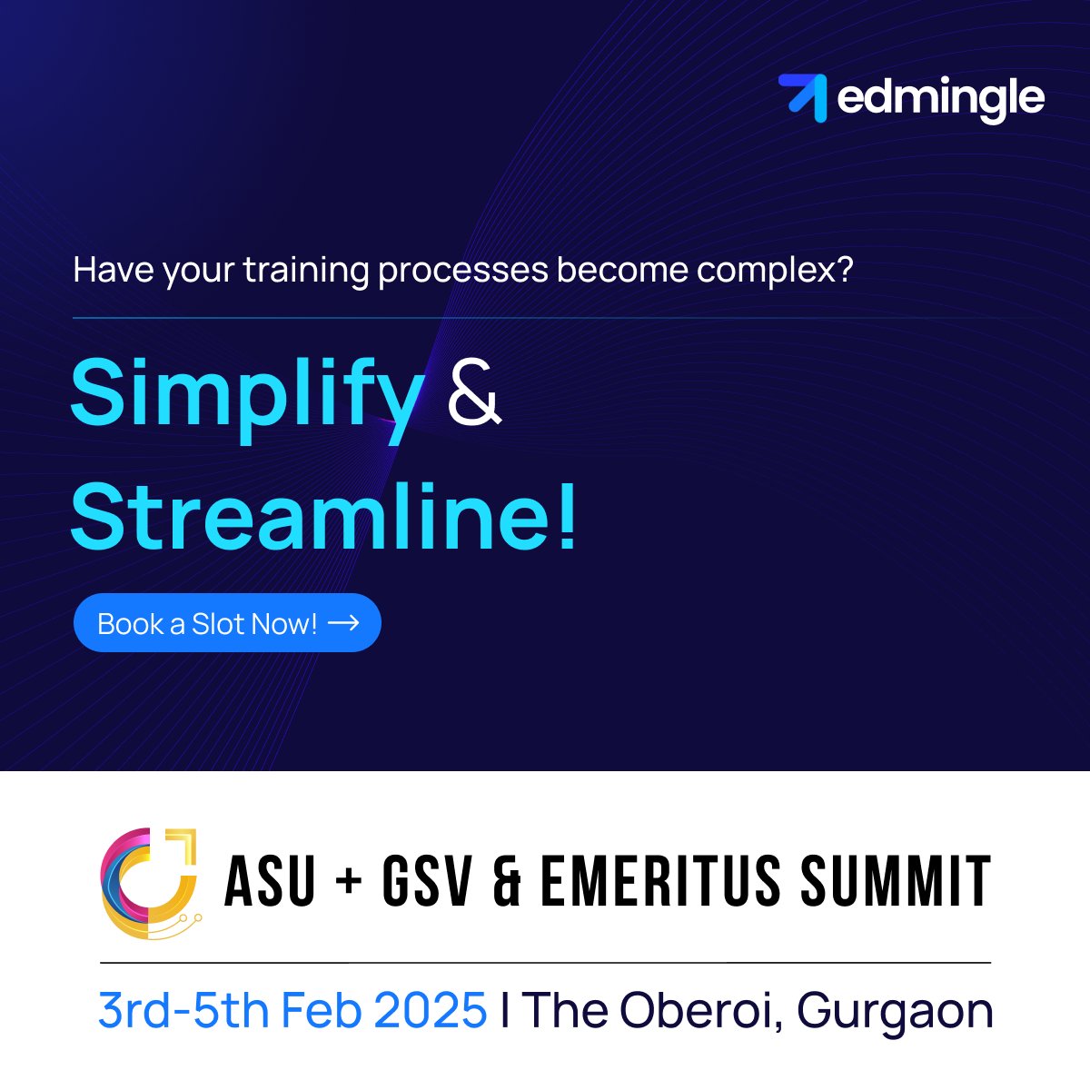 edmingle's tweet photo. Want to know how Edmingle helps streamline operations for 5K+ training businesses across 160+ countries? We’re finally in Gurgaon for the ASU+GSV &amp; Emeritus Summit! 🌟 If you haven’t yet booked a demo session with us, this is your final chance to meet us! 🚀 https://t.co/eqDWqJS7uQ