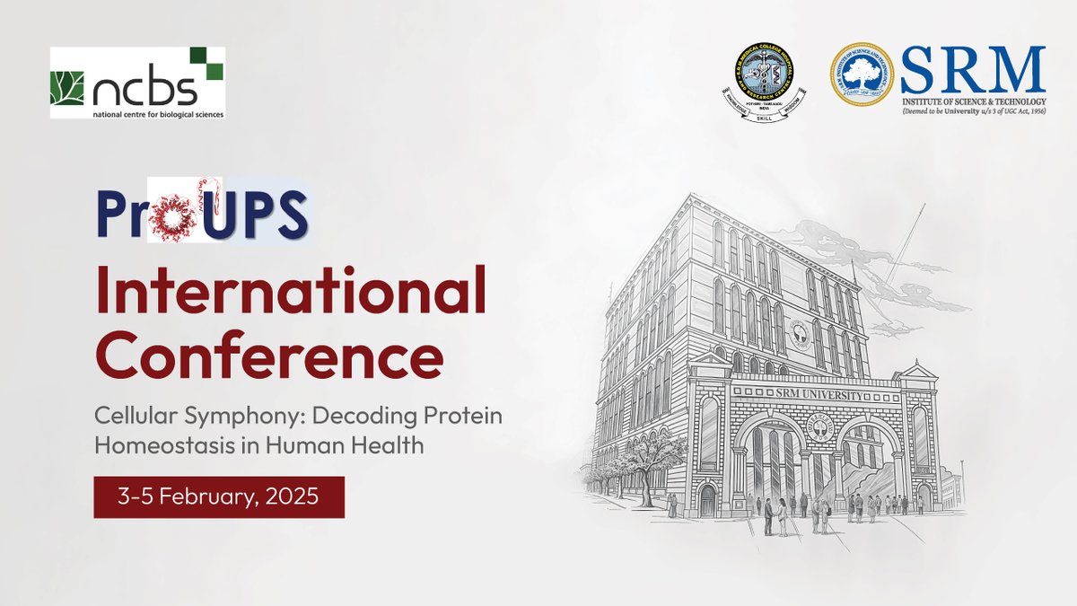 The Division of Medical Research, SRMIST-KTR, in collaboration with the National Centre for Biological Sciences, Bengaluru, presents the International Conference on "Protein Homeostasis, Human Disease &amp; Drug Discovery."

🔴 WATCH LIVE NOW: youtube.com/live/z468d3fIo…