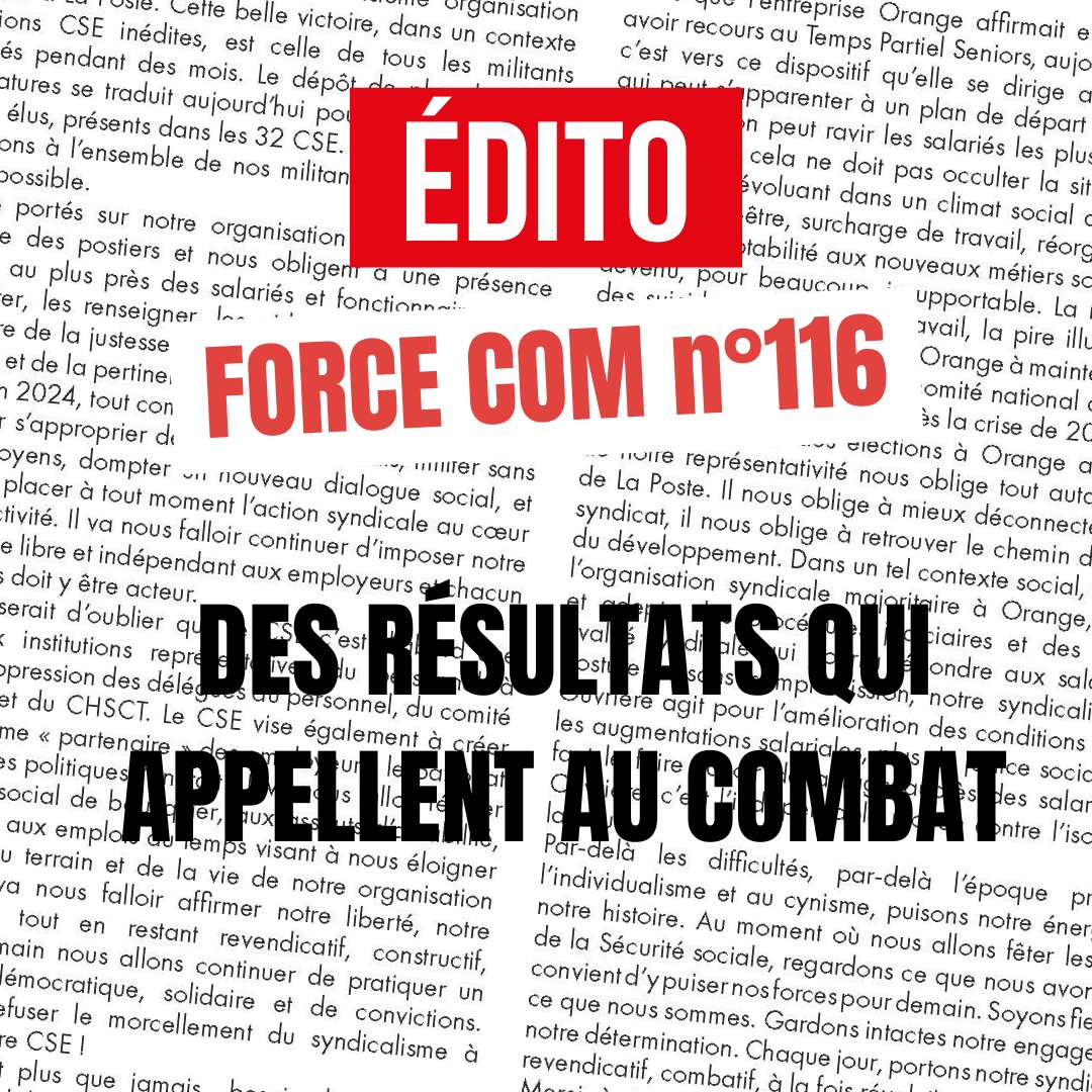 focom_'s tweet image. Retrouvez l'édito de notre secrétaire générale dans le dernier journal FORCE COM 116 👉 focom-laposte.fr/journal-force-…

#LaPoste #Orange #telecom #focom #forceouvriere