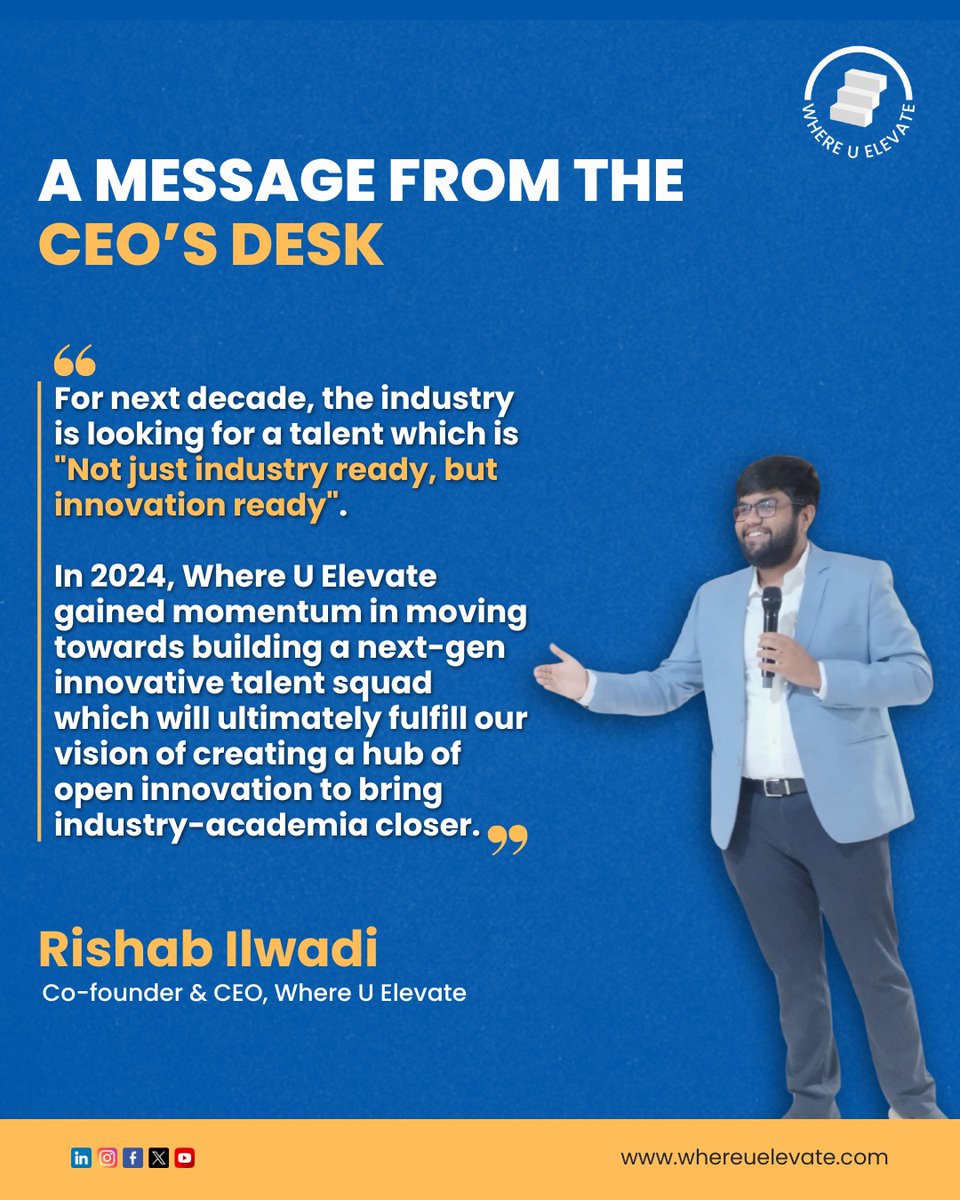 whereuelevate's tweet photo. The world doesn’t just need job-ready professionals it needs innovation-ready minds!

At @whereuelevate, we’re building a space where students innovators &amp; industry leaders come together to create collaborate &amp; solve tomorrow’s challenges today.

#whereuelevate #Innovation https://t.co/n8MN9WwMQv