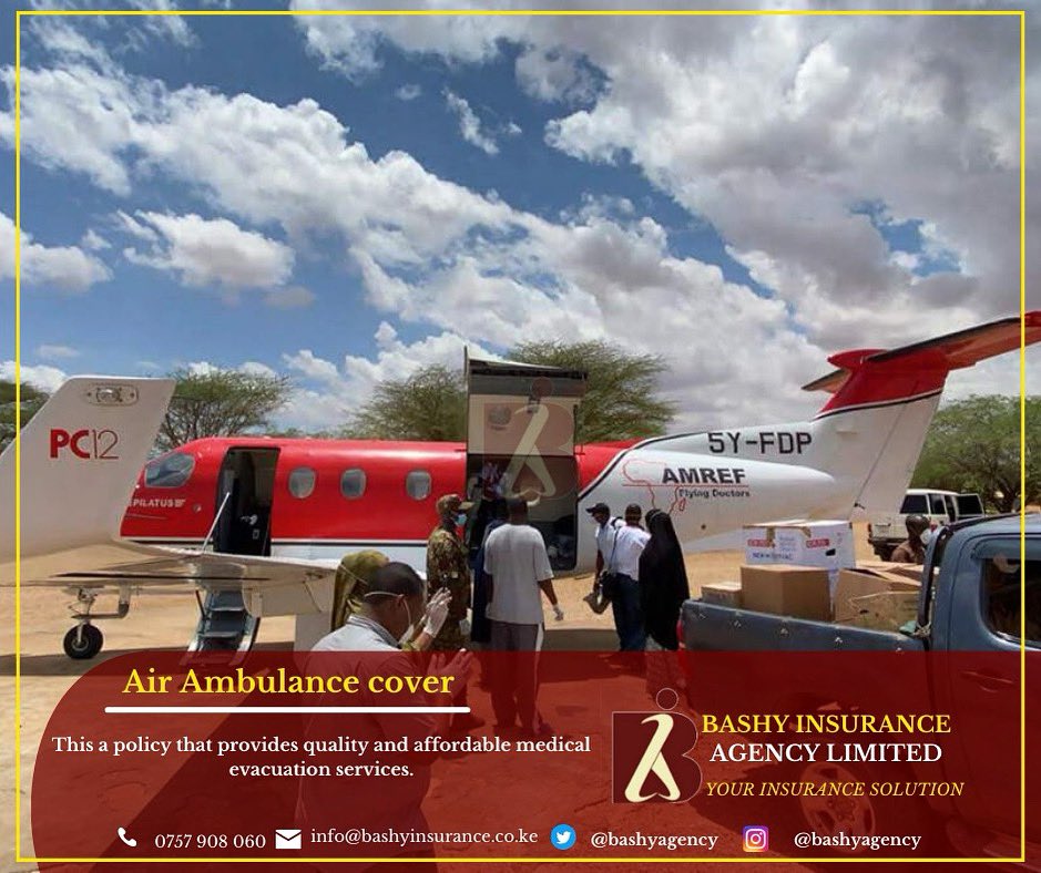 BashyAgency's tweet photo. Air ambulance coverage may come in handy if you are injured while travelling or if you require medical care due to an emergency or a medical condition that requires specialized care that is not available in your local hospital or health-care services centre.
Reach us 0757908060 https://t.co/xj6Oqdq12U