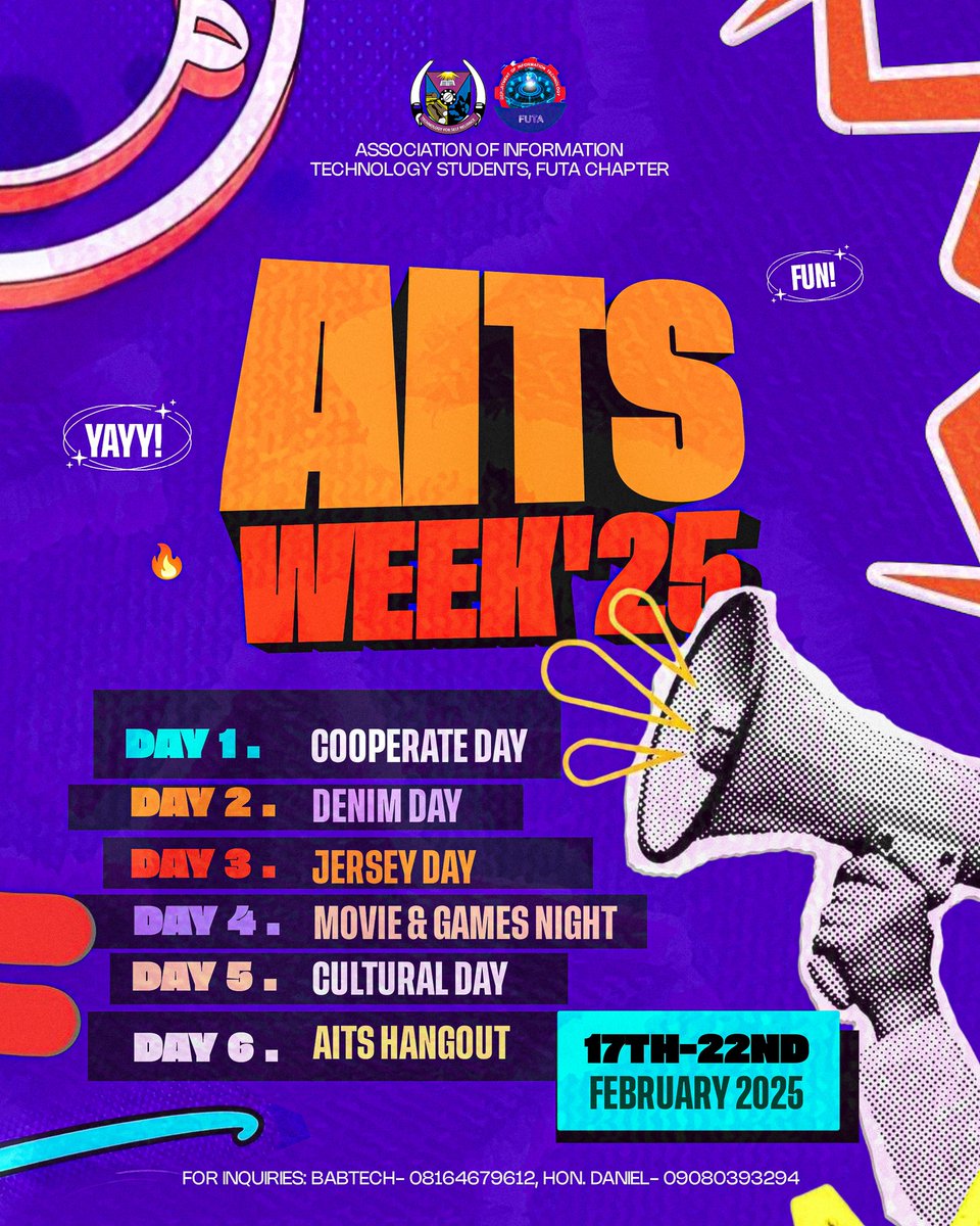 TechhouseofFUTA's tweet photo. ππ₯ THE COUNTDOWN BEGINS! π₯π
Get ready for an unforgettable experience as we approach the AITS Week! π€©
And... get ready to dress to impress! ππΊ Well-dressed students will receive special prizes! π
Stay tuned for more details! π€
#DepartmentWeek #TheWaitIsAlmostOver https://t.co/HJI0JEornn