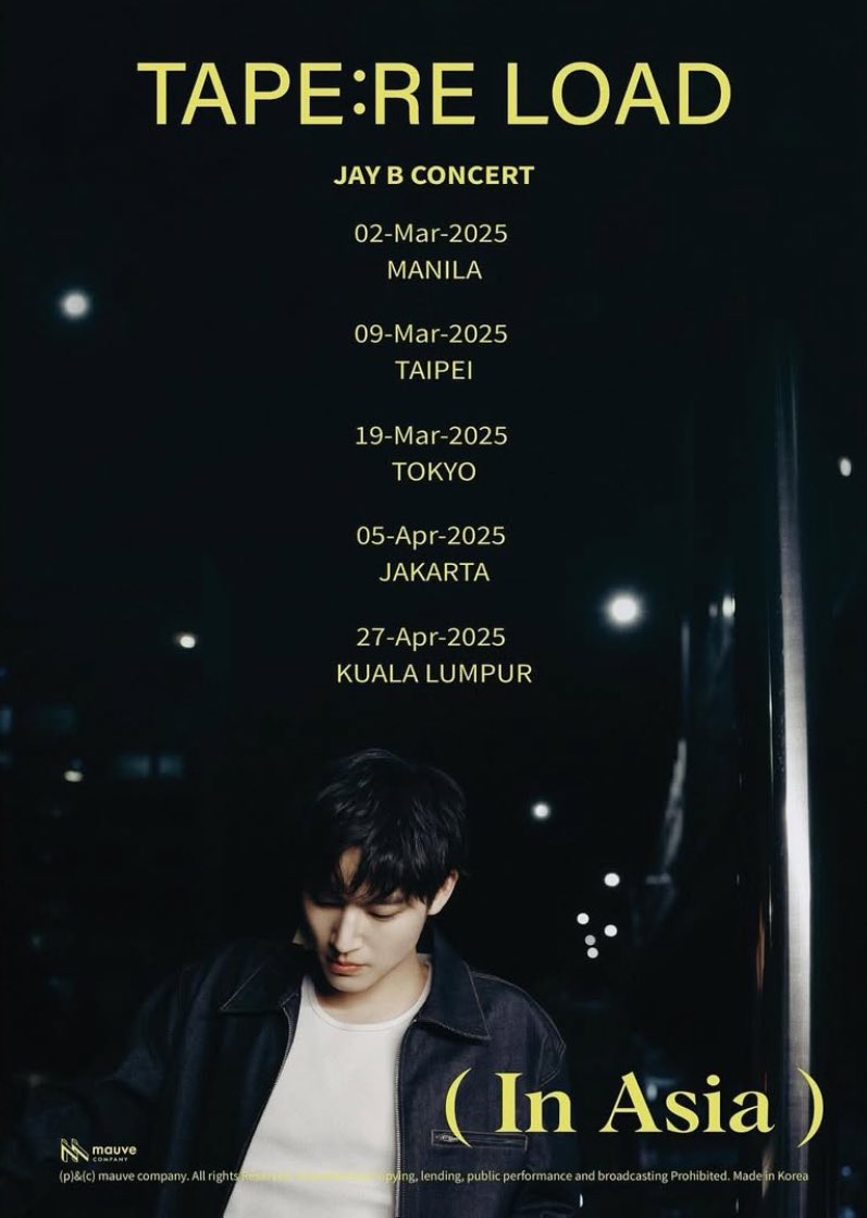 mydef_mysoul's tweet photo. 📢[Update] 2025 JAYB CONCERT
[TAPE : RE LOAD] IN ASIA

Ticket available 
Manila
🎫https://t.co/P8CJ1wM0hh
Taipei
🎫https://t.co/eiRDqEst0i

Ticket open 9 Feb. 2025
Kuala Lumpur 
🎫 https://t.co/yknLDf29pk 

@jaybnow_hr @mauvecompany 
#JAYB #JAYB_Tape_Reload 
#JAYBTAPERELOAD https://t.co/yYwSYUUmzp