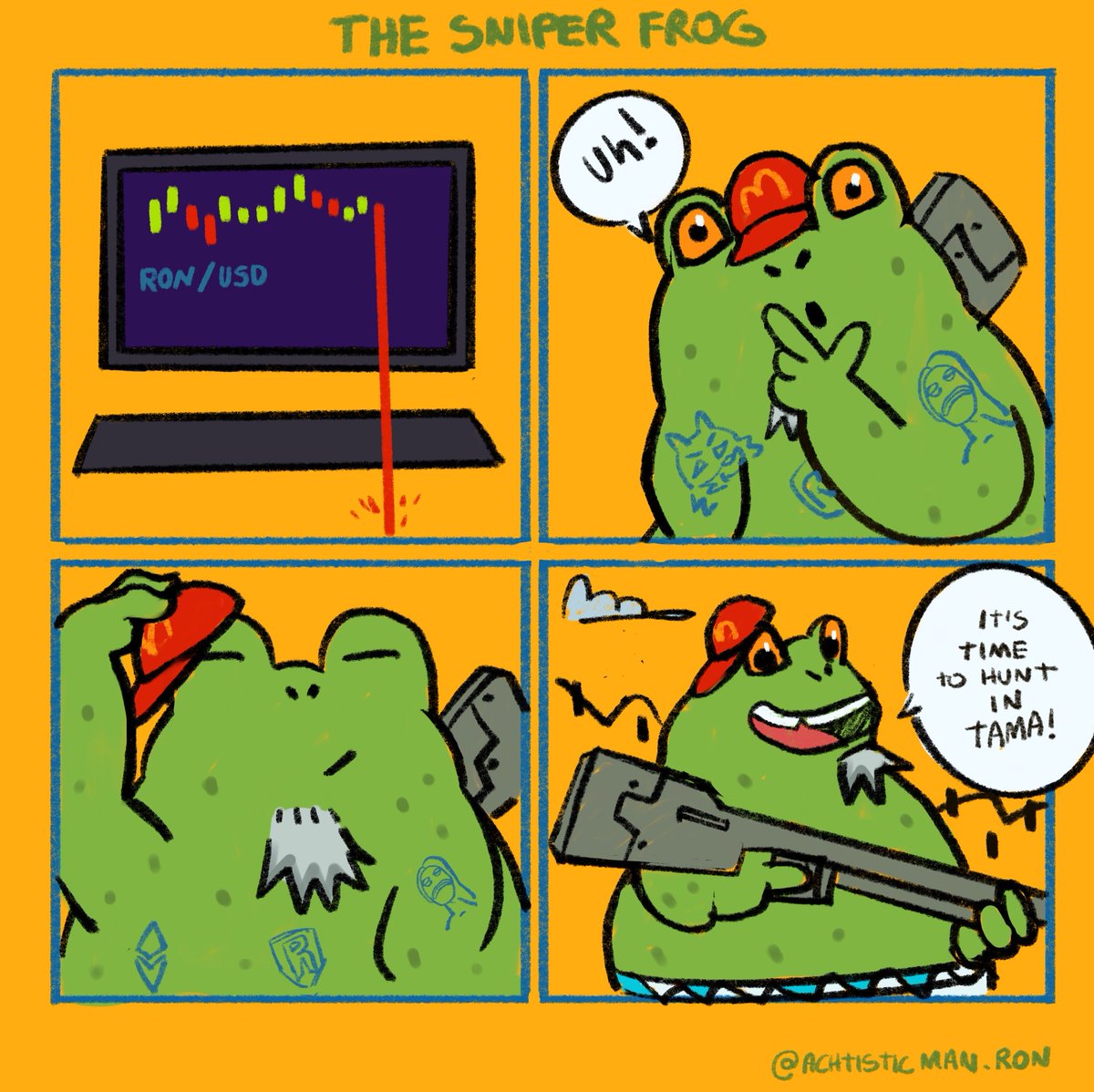AchtisticMan's tweet photo. "For many, a dip is a sign of despair; for the few, it is the fertile ground where the greatest opportunities grow. Time does not favor the impatient but rewards those who can see beyond fear."
-Sniper Frog
#Roninyan #TamaMart #RoninNetwork #MemecoinRevolution #FUDSlayer #PumpFrenz #TamaMeme #Web3Community #CryptoAdventures #NoMoreScams #HoldStrong #BUIDL #CryptoHeroes