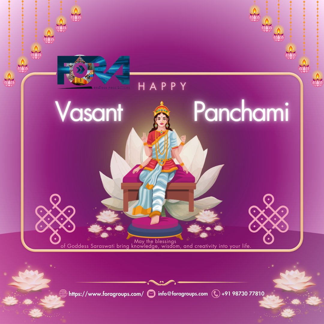 foragroups's tweet photo. "Wishing you wisdom, prosperity, and success on this 𝐕𝐚𝐬𝐚𝐧𝐭 𝐏𝐚𝐧𝐜𝐡𝐚𝐦𝐢! 📚✨ May Goddess Saraswati bless you with knowledge and new opportunities. 

#VasantPanchami #FORAGroups #SmartLogistics #NewBeginnings" https://t.co/CJSoEduuja
