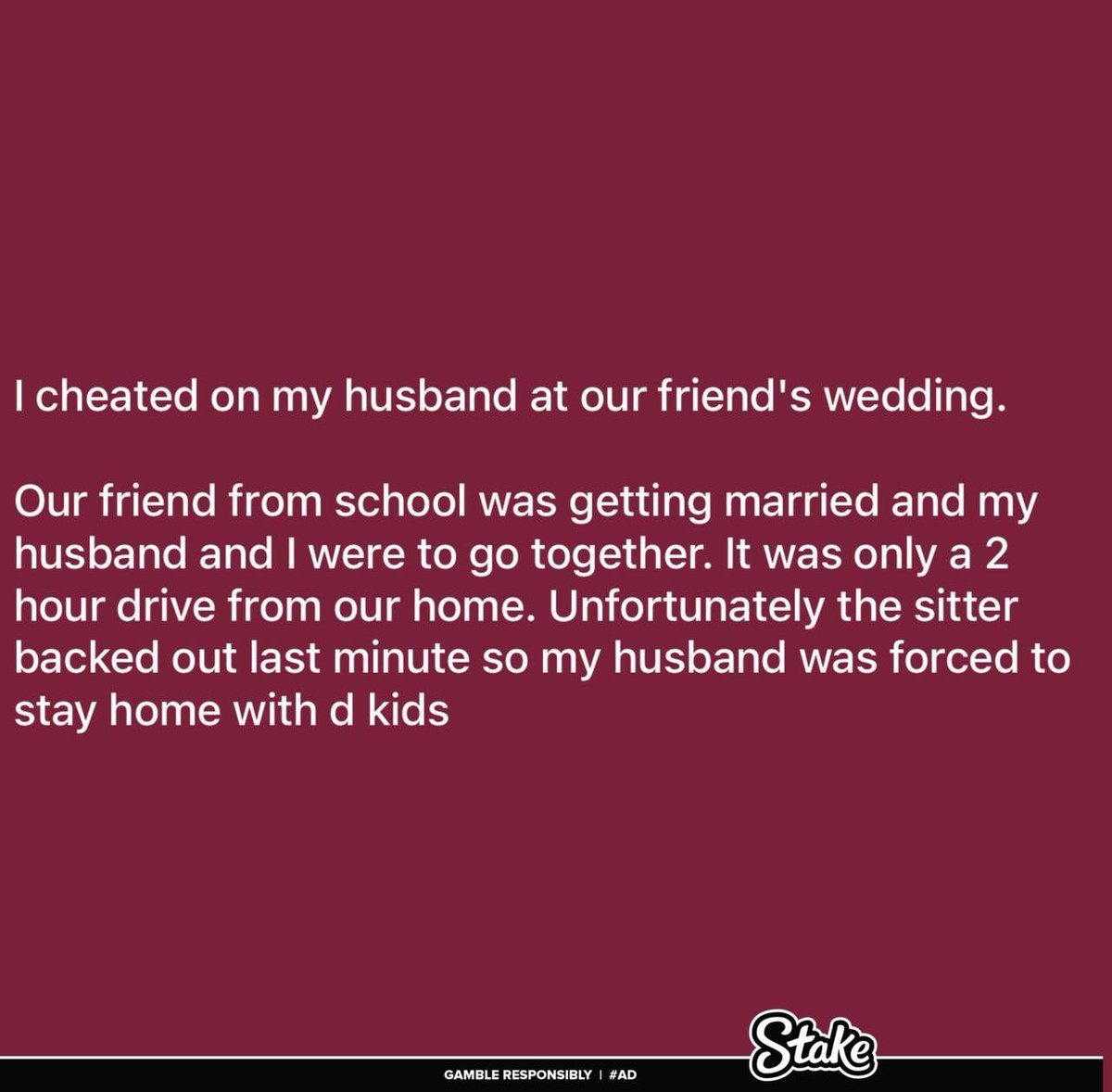 So this lady shared an unbelievable yet disheartening story on how she cheated on her husband at a wedding