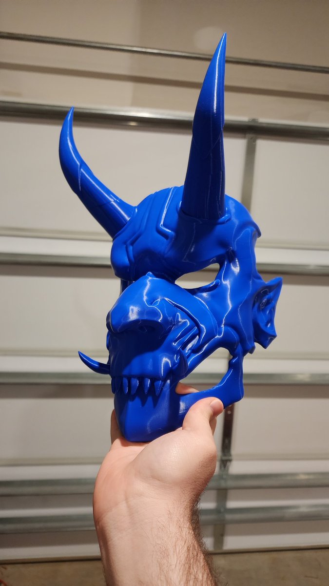 forgedinchaos's tweet photo. Mask from Blood Splattered Vest that I did. Genuinely happy with how it came out! #cosplay #onimask #3dprinting https://t.co/tp5nAcRHoX