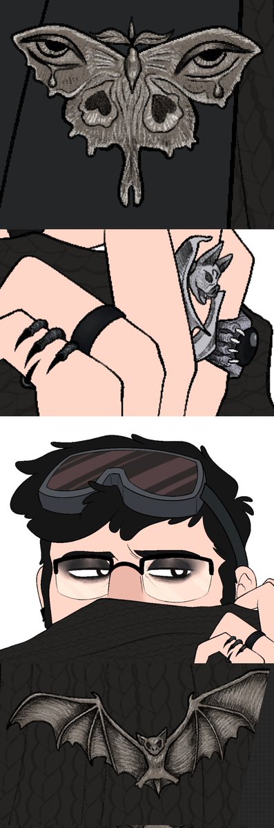 n0stalgiam0nstr's tweet photo. *nudges him out into the world*
One of my AU Fords, Six/6. He's like if portal Ford was a black haired goth, stuck looking 30-something, and had a hunger for the red stuff π©Έπ©Έπ©Έ
He's a Chiropteran.
Art by the incredible @vicartless https://t.co/PAatQTnWtj
