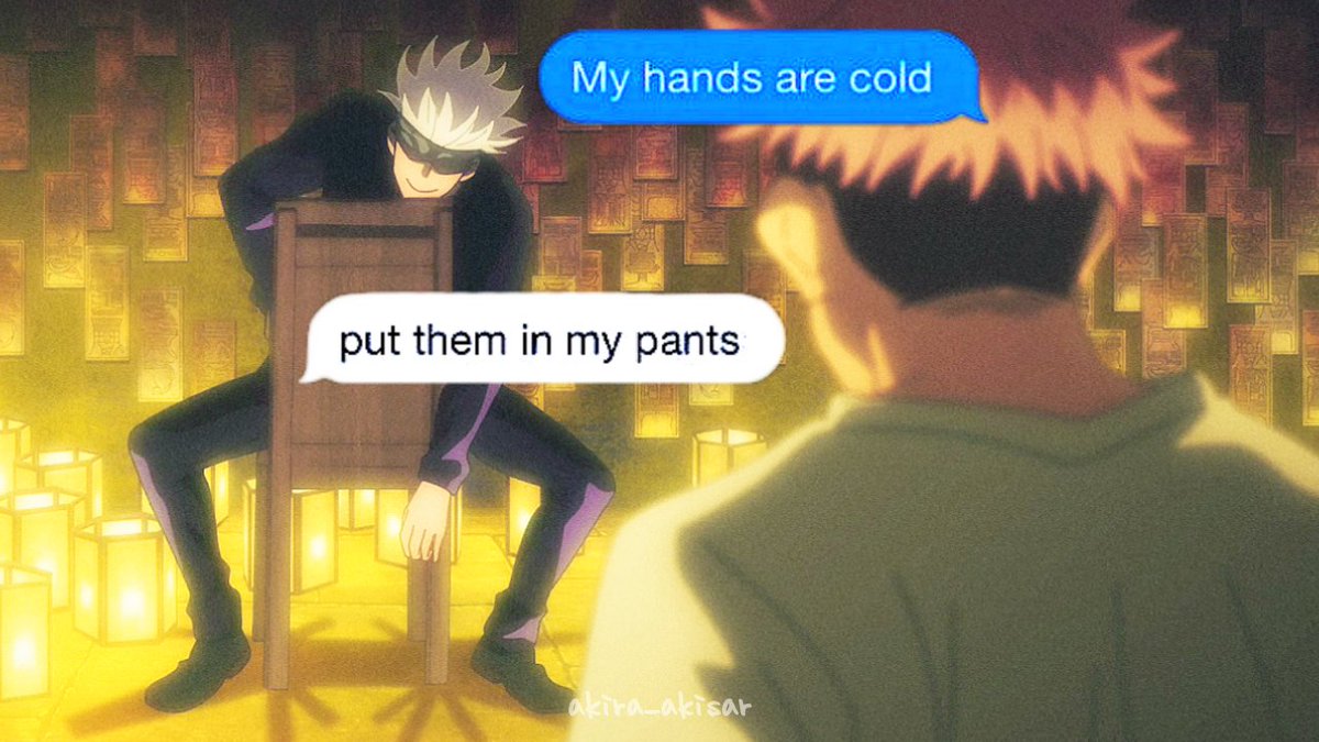 akira_akisar's tweet photo. Incorrect #Ep2S1 #五悠 #Jjktext #JujutsuKaisen #Gojo #Yuji
▪
Hand Warmer https://t.co/VnUkdyXbP2