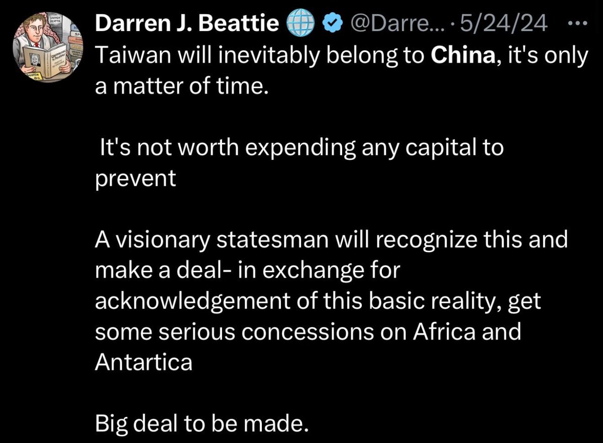 RushDoshi's tweet photo. The new acting Undersecretary of State for public diplomacy — State’s top public diplomacy official:

1) not only denies the Uyghur genocide but appears to applaud it

2) says the US should sell out Taiwan to China for concessions in Antarctica (???) https://t.co/YFhYC7R4zh