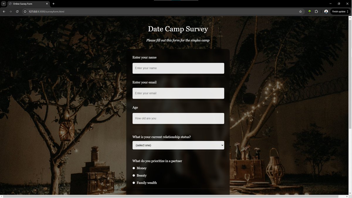 guscodeit's tweet image. Responsive Dating Camp Form ___ HTML/CSS. 

styling and html in thread.

#webdeveloper #html #css