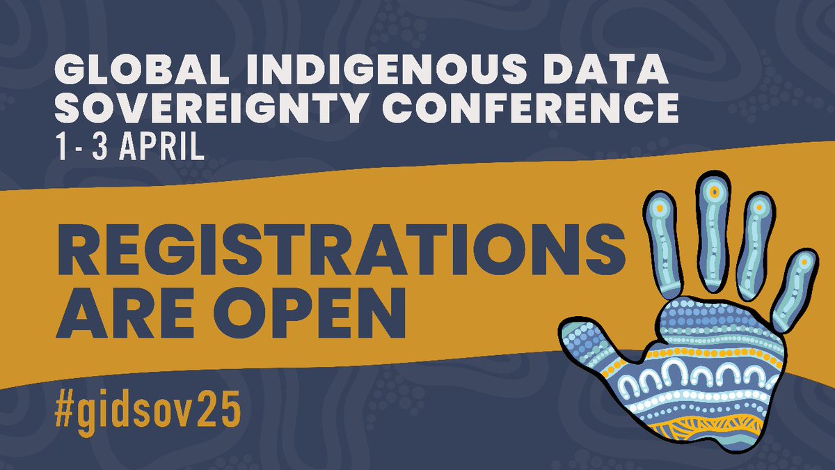 Registration NOW OPEN for the Global Indigenous Data Sovereignty Conference! 📢 
Join us on Ngunnawal country (Canberra), 1-3 April to learn from Indigenous Peoples about how IDGov practices are being implemented in communities, research &amp; policy.
🔗 gidsov.com.au