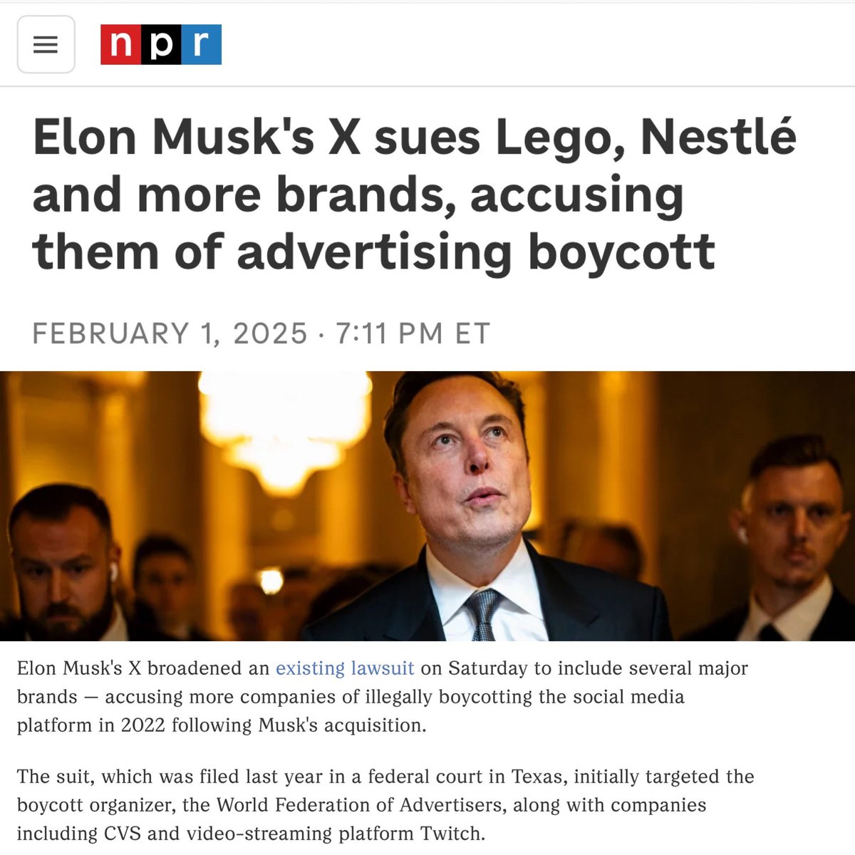 DarrigoMelanie's tweet photo. Imagine suing companies because they don’t want to pay for your inferior services, then pretending to care about free speech and “letting the market decide.” https://t.co/vfddEx75lu