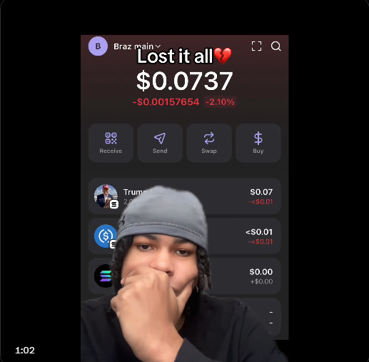 This guy made a meme coin about losing all his HoodCoin after getting scammed and he made a coin about it. $LOSTITALL

It's still at 500k mc get in take profits and get out #memecoin #CRYPTO