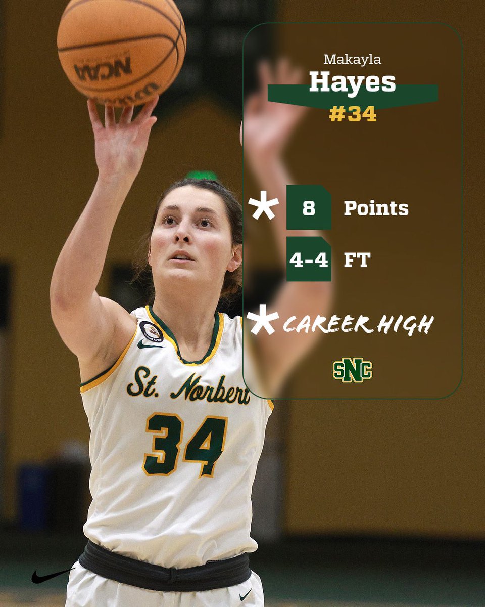 Yesterday’s WIn Recap 😁
3️⃣ Green Knights in Double Figures!
<a href="/emmamorrisey/">Emma Morrisey</a> 
✅ Tied program record for most 3’s in a game with 7.
✅ Career High 27 points.
Rose Hahn:
✅ Career High 19 points.
<a href="/MHayesbball24/">Makayla Hayes</a> 
✅ Career High 8 points.
#GoGreenKnights #NS