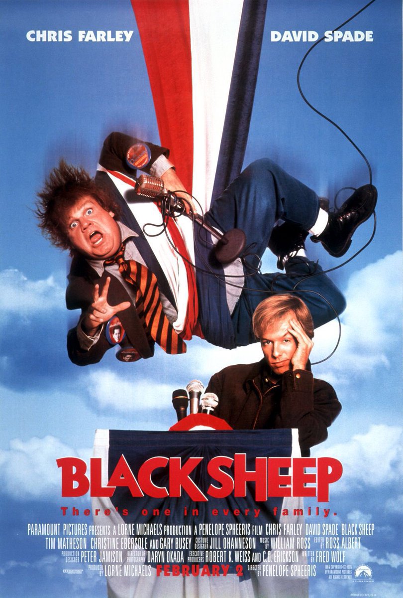 FilmNewsNos's tweet photo. 🎬MOVIE HISTORY: 29 years ago today, February 2, 1996, the movie ‘Black Sheep’ opened in theaters!
#ChrisFarley #DavidSpade #TimMatheson #ChristineEbersole #GaryBusey #GrantHeslov #TimothyCarhart #BruceMcGill #BoydBanks #SkipOBrien #PenelopeSpheeris https://t.co/kj0LQFwub3