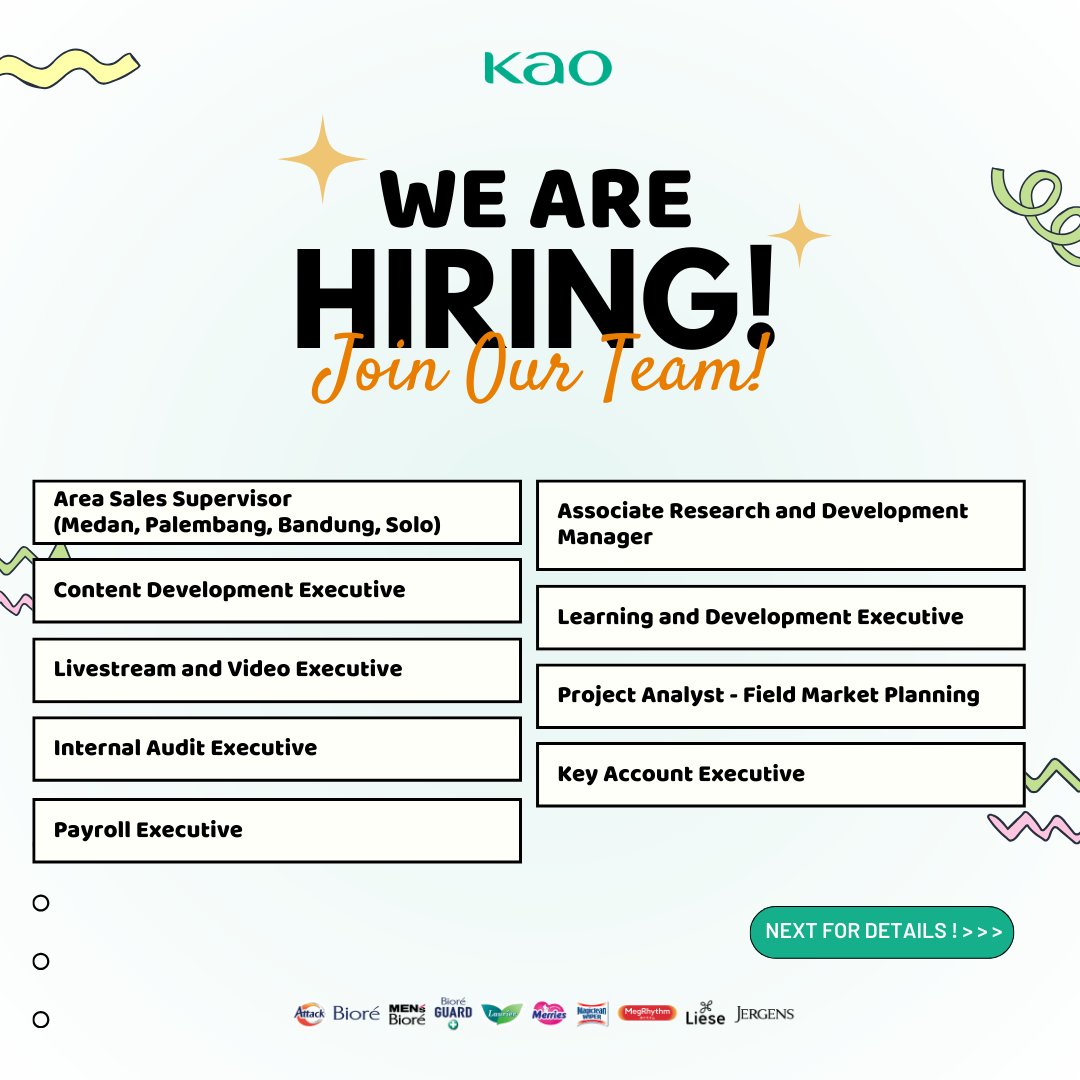 HRKao's tweet photo. Hi, Sahabat Kao!👋
We will share our latest job vacancy in this month. 

Are you ready? Check our next tweet!😉👇 https://t.co/E0TmZirbVf