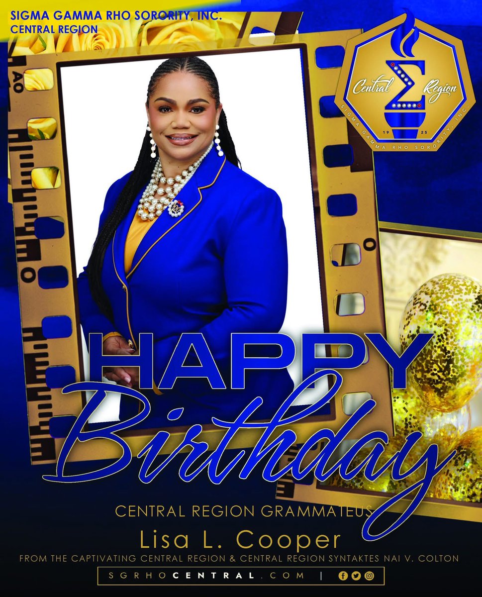 SGRhoCentral's tweet photo. Happy ‘Captivating’ Birthday to our Central Region Grammateus, Soror Lisa L. Cooper. May your day be filled with love, laughter and blessings.

#CaptivatingCentral #ElevatingCentral #SGRhoCentral #CaptivatingLeadership https://t.co/uBbpBhPc18