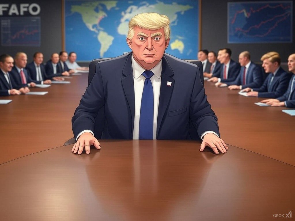 FAFO_GAME's tweet photo. New Game Teaser: Trade Wars

The FAFO leader’s new tariff war is shaking the global stage, and you’re the one destined to lead. Ready to command the economic battlefield? 

Follow now and don’t miss out  ! 
#FAFOGAME https://t.co/frPFOLNJMj