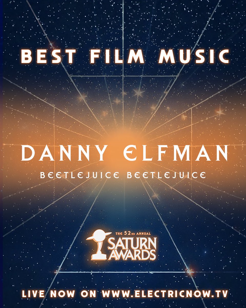 The perfect score for a perfect win! Congratulations to Danny Elfman for winning Best Film Music in Beetlejuice Beetlejuice at the #SaturnAwards! Experience the magic on #ElectricNOW. Link in bio.
