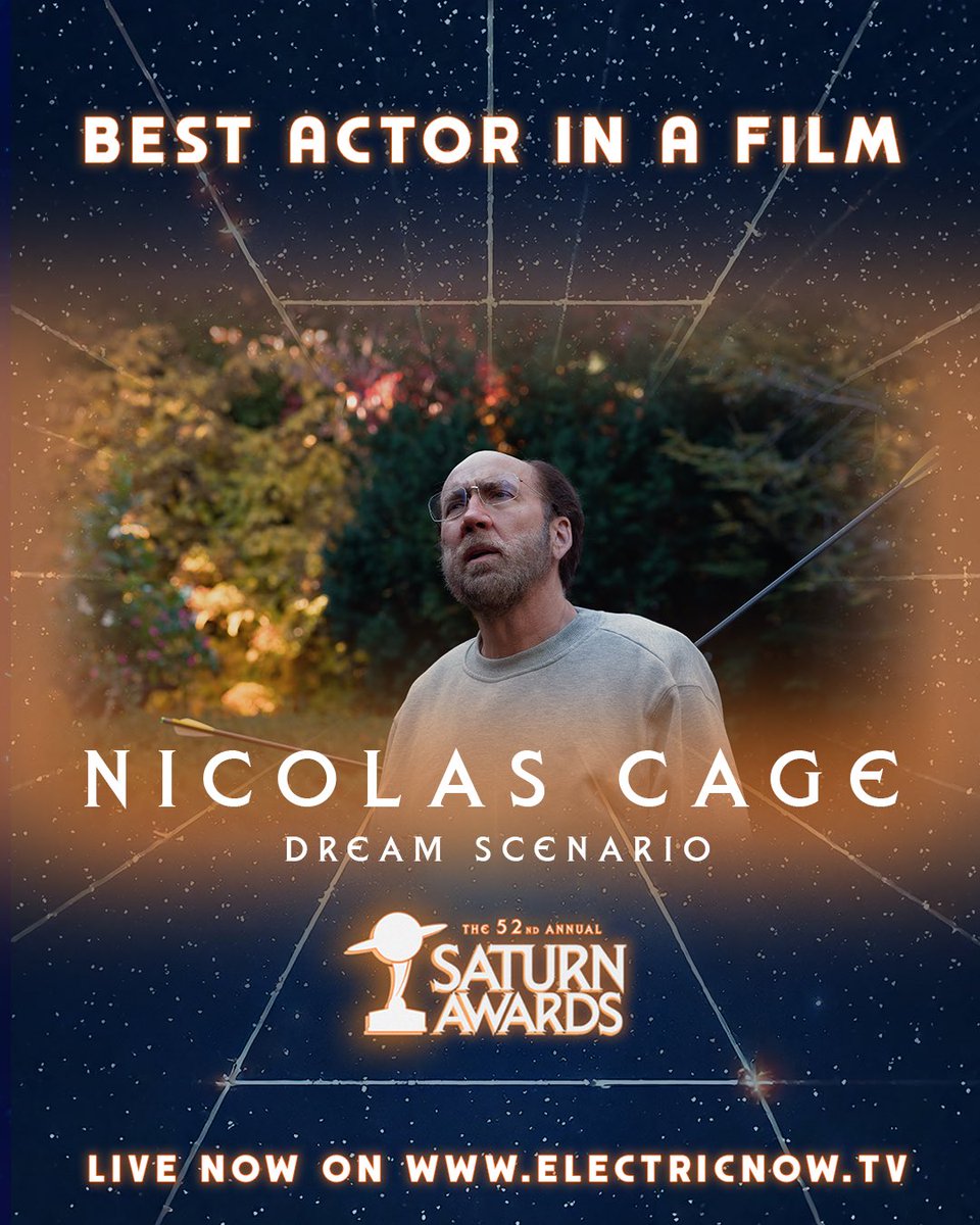 Celebrating #NicolasCages' incredible #SaturnAwards win for Best Actor in a Film in #DreamScenario! Watch the rest of the award show on #ElectricNOW using the link in our bio.