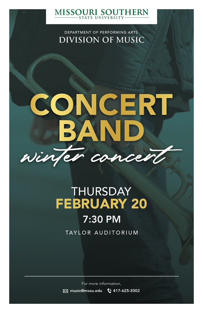 Mark your calendars
<a href="/mosolions/">Missouri Southern</a>! Chamber music and wind band works featuring the composers Dukas, Bach, Jager, Sousa, and more…