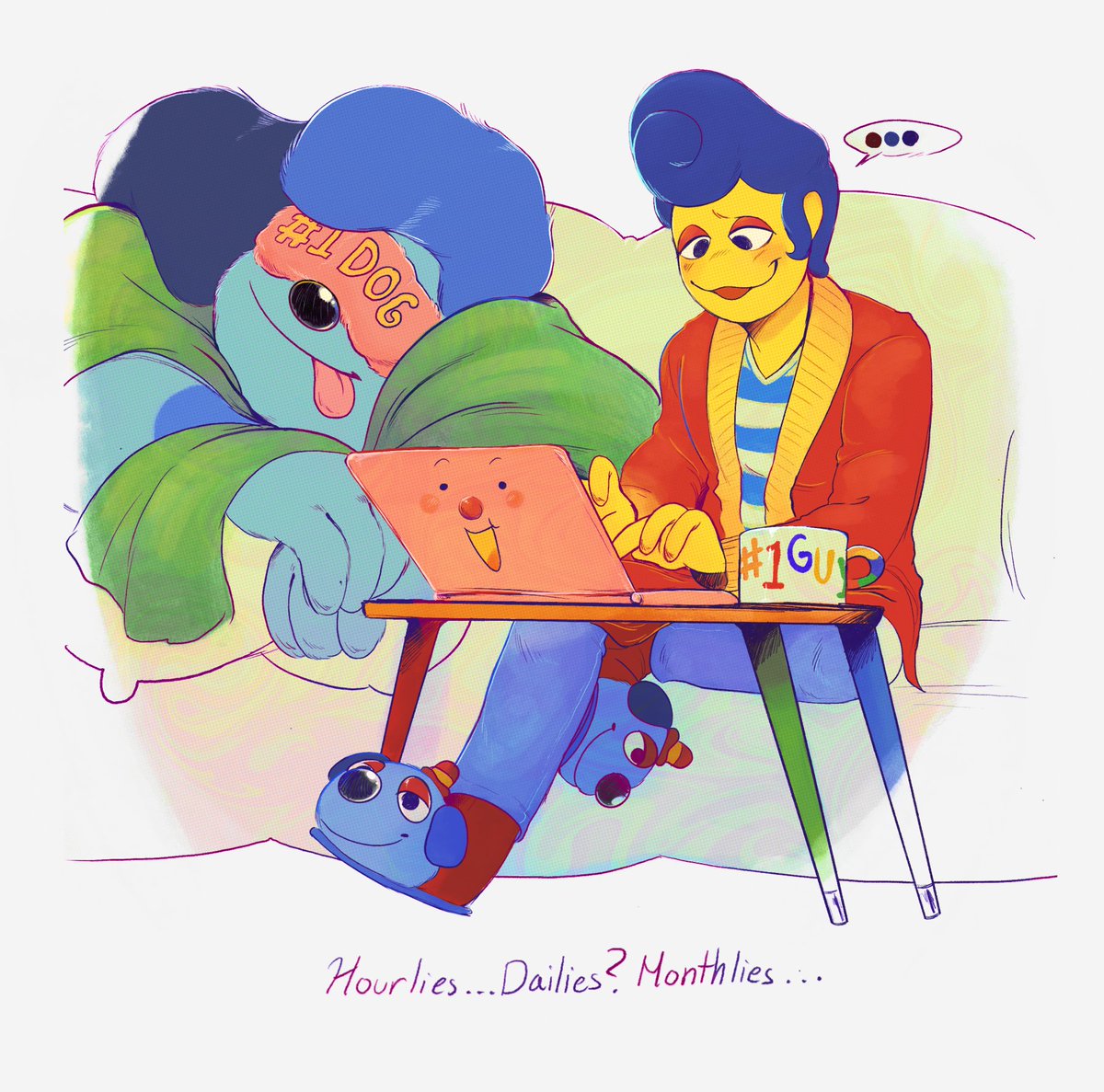 For Belated Hourly Comics Day! I barely made it, but I did it! 

What my hours look like have been the same for Awhile- Barnaby and Wally are two parts of what I do.