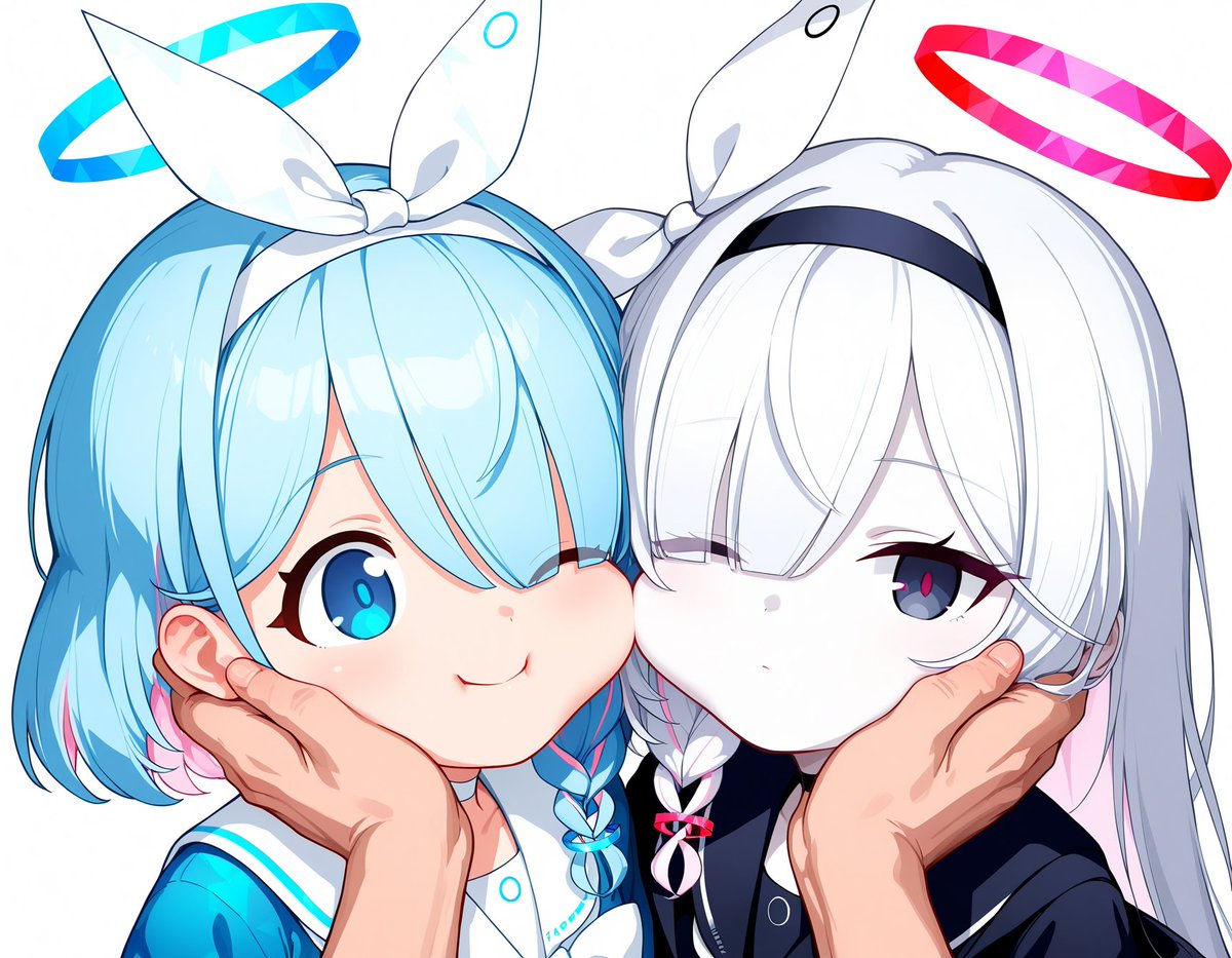 アロナ(ブルアカ) ,プラナ(ブルアカ) 「アロプラも可愛いなぁ #ブルアカ #bluearchive」|白まもののイラスト
