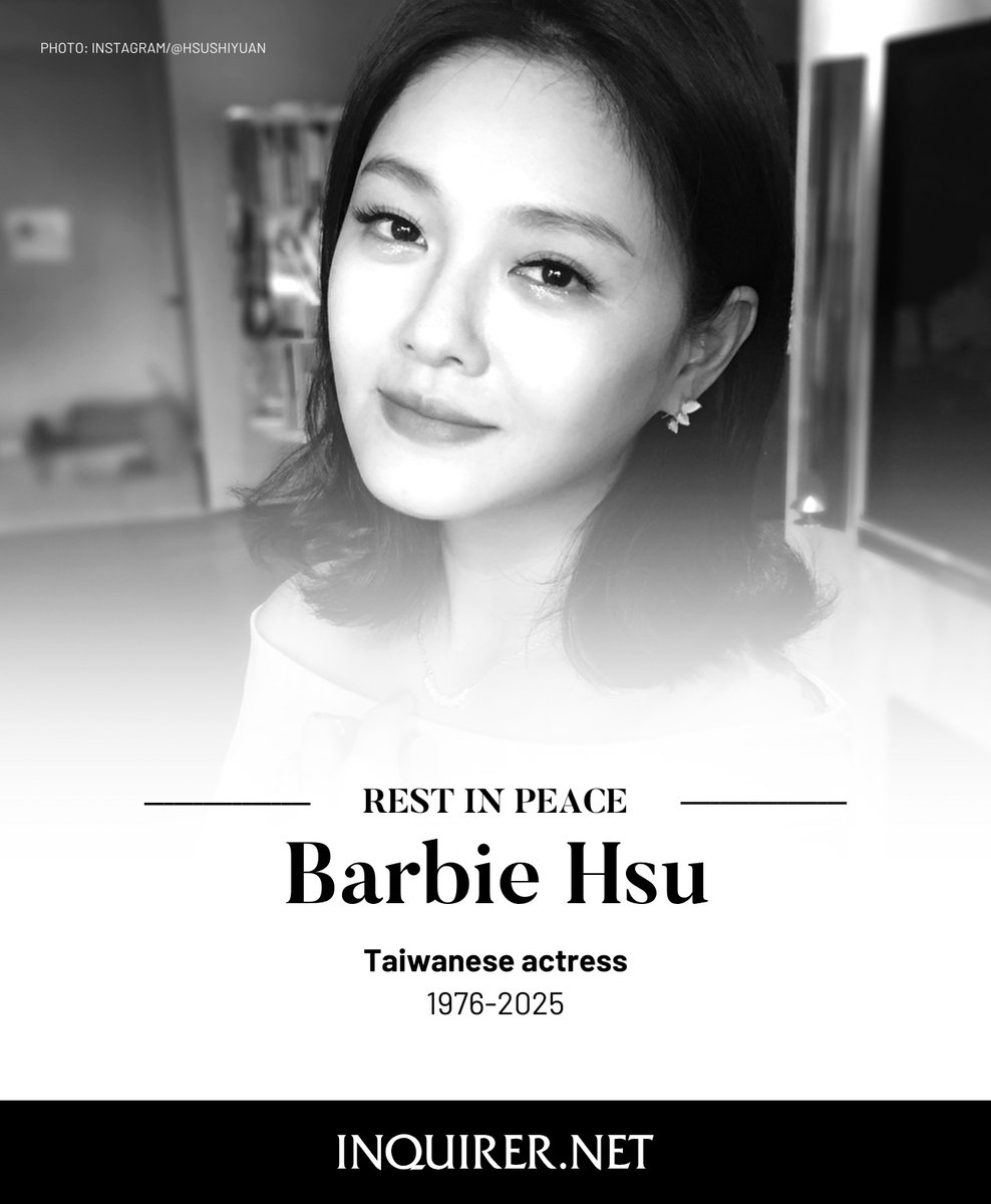 inquirerdotnet's tweet photo. Taiwanese actress Barbie Hsu, best known for playing the iconic Shancai in “Meteor Garden,” has passed away at 48, her family confirmed to a Taiwan-based media outlet. https://t.co/NIqtN8EnFd
