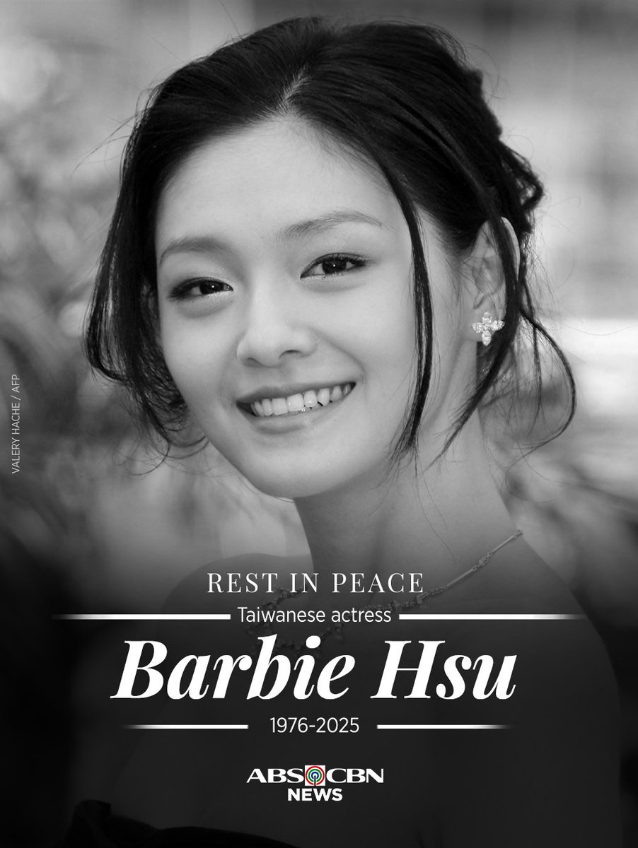 ABSCBNNews's tweet photo. Rest in peace.

Taiwanese actress Barbie Hsu has passed away at 48.

Hsu was best known for her character "Shan Cai" in the hit Taiwanese series "Meteor Garden" in 2001.

READ: https://t.co/ObxIFqI5Ga https://t.co/GYP3KCaAey