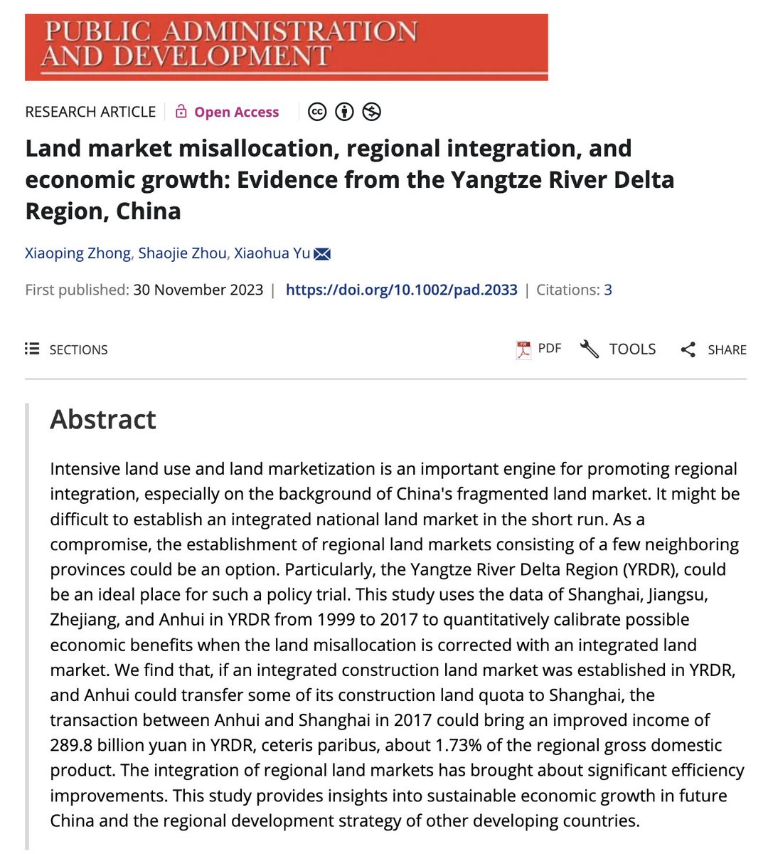 🧧It's #YearOfTheSnake ! 
.
To commemorate the lunar new year, here is a recent  #openaccess article by Xiaoping Zhong, Shaojie Zhou, &amp; Xiaohua Yu on solving land misallocation for economic growth and #propserity 
.
🔗onlinelibrary.wiley.com/doi/full/10.10…