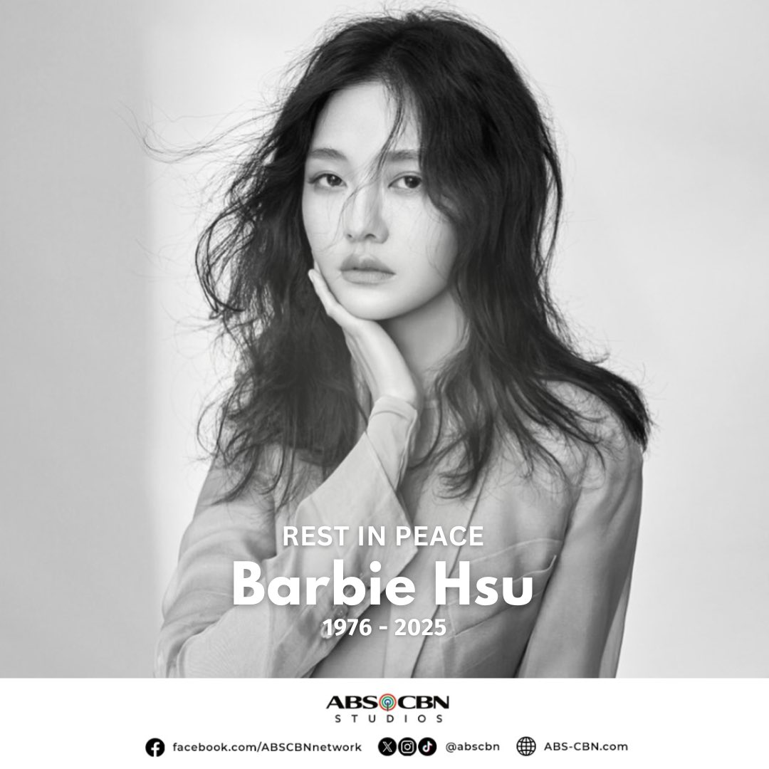 ABSCBN's tweet photo. Rest In Peace, our dear Shan Cai 🕊️ 

Taiwanese actress Barbie Hsu has passed away at the age of 48 due to pneumonia. https://t.co/xqVFqfzQFx