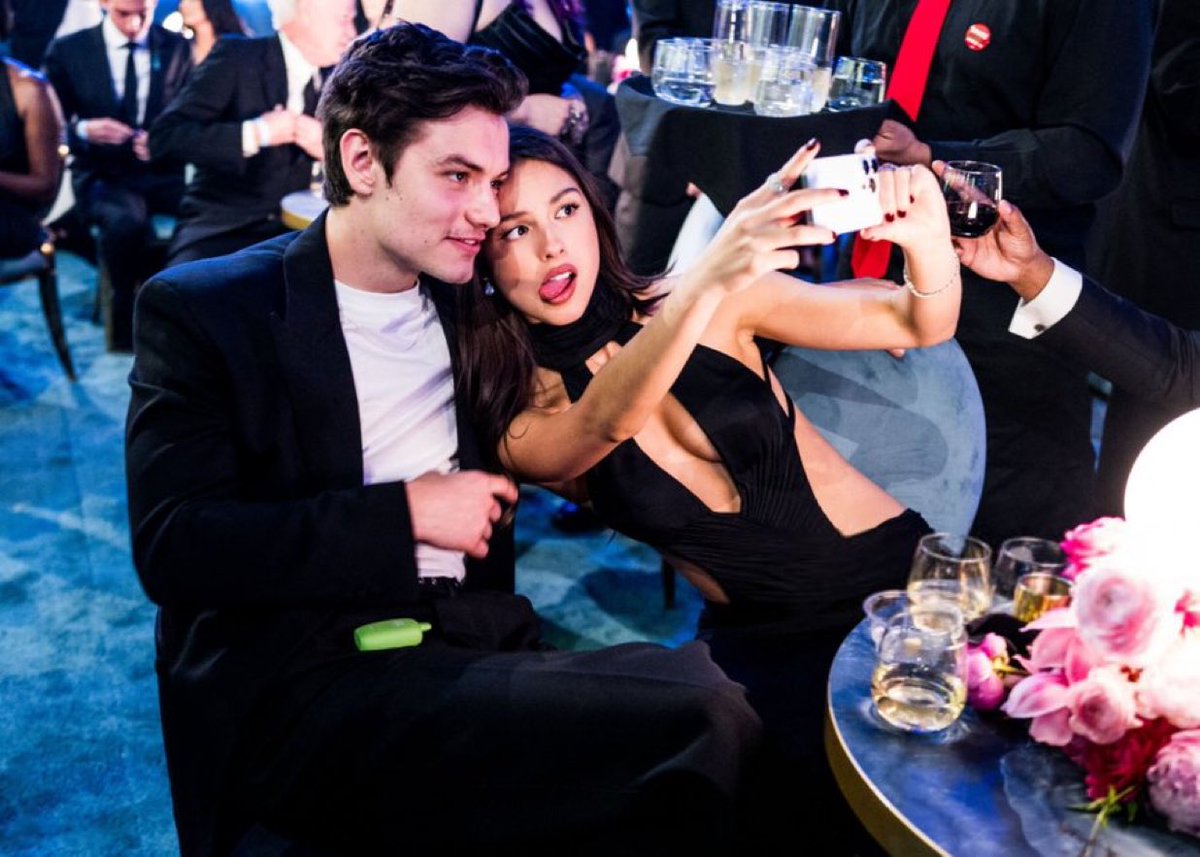 Olivia Rodrigo and Louis Partridge at the GRAMMYs.