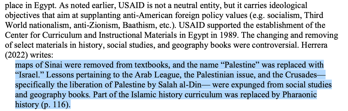 USAID is an imperialist, zionist tool disguised under liberal humanitarianism. Look at how they rewrote Egypt's textbooks such that they removed Palestine from the map.

(this is from an unpublished piece that got rejected because I didn't drop the use of zionist entity)