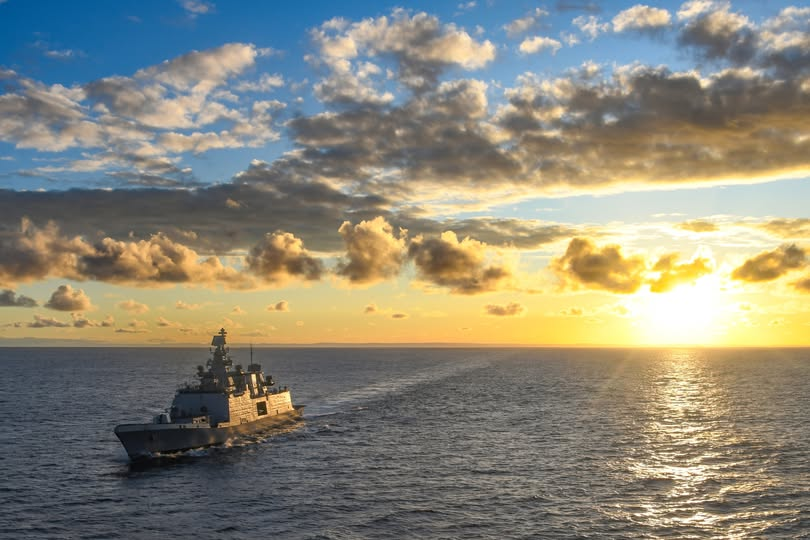 IN_HQENC's tweet photo. #MissionMonday 
Ship on Guard - Ever Vigilant 
 #IndianNavy #MissionDeployed