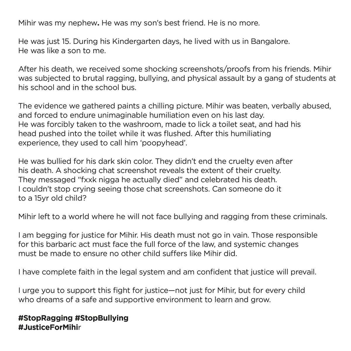 Musthafa_PC's tweet photo. #Stopragging #Stopbullying #JusticeforMihir https://t.co/8EgLuZ5PfP