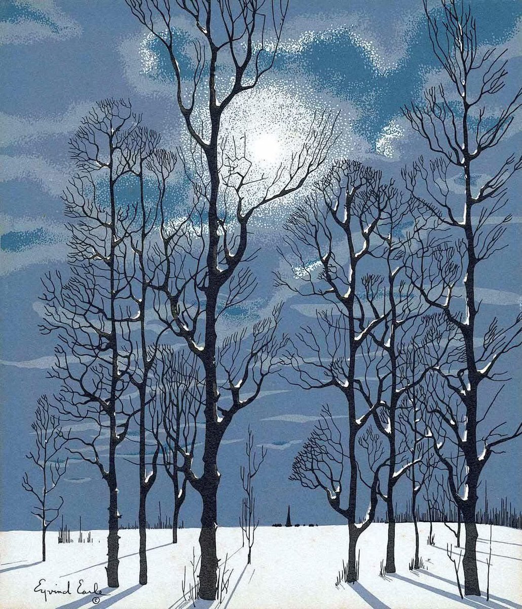 Eyvind Earle (American, 1916-2000) 
"Winter Trees at Night, or Moonlight," n.d. 
Serigraph