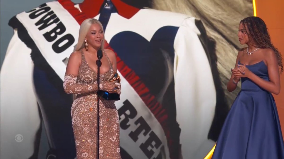 Beyoncé accepting her first #GRAMMYs award for Album of the Year.
