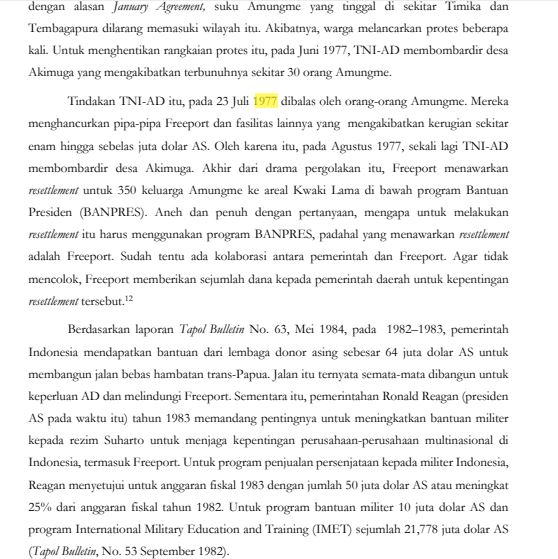 Mythicalforest's tweet photo. Bagi yang belum tahu, tahun 1977 suku Amungme memotong pipa Freeport untuk melawan eksploitasi

Orba membalas lewat operasi militer, membantai suku Amungme, lalu dicap "OPM"

Hari ini, trauma itu muncul lagi lewat Blok Warim yang lagi dilelang pemerintah 1 tahun terakhir

👇 https://t.co/wjUfpU4i0Y