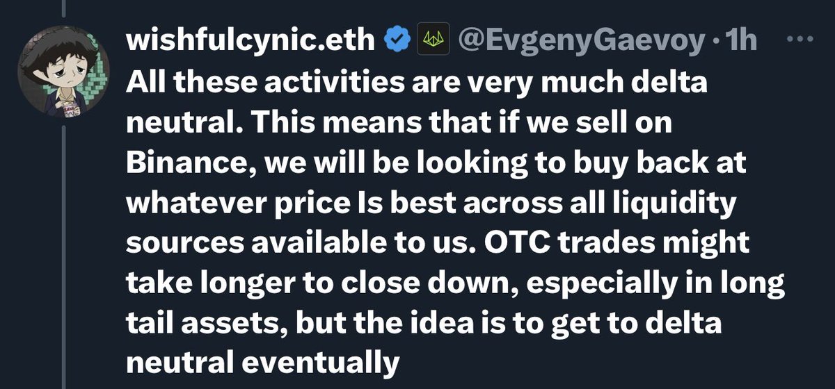 ultra_BTC's tweet photo. WINTERMUTE CEO confirmed an hour ago that they sell on Binance open market and then buy OTC.

EXACTLY WHAT I SAID MONTHS AGO.

JAIL IS COMING.

PRICE SUPPRESSION IS SO REAL. https://t.co/lG4sxcWCnk
