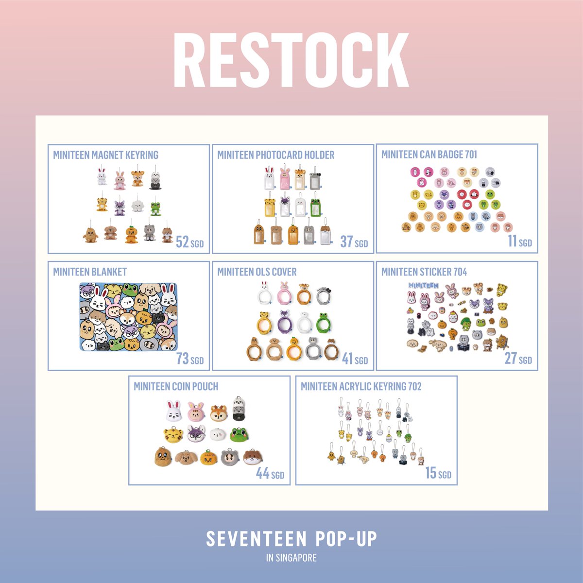 ✨🩵 RESTOCK ALERT! 🩷✨ The SEVENTEEN POP-UP in SINGAPORE merch is BACK and  better than ever! 🎉 All your faves are finally restocked and waiting for  you! 💫 🗓 Mark your calendars: