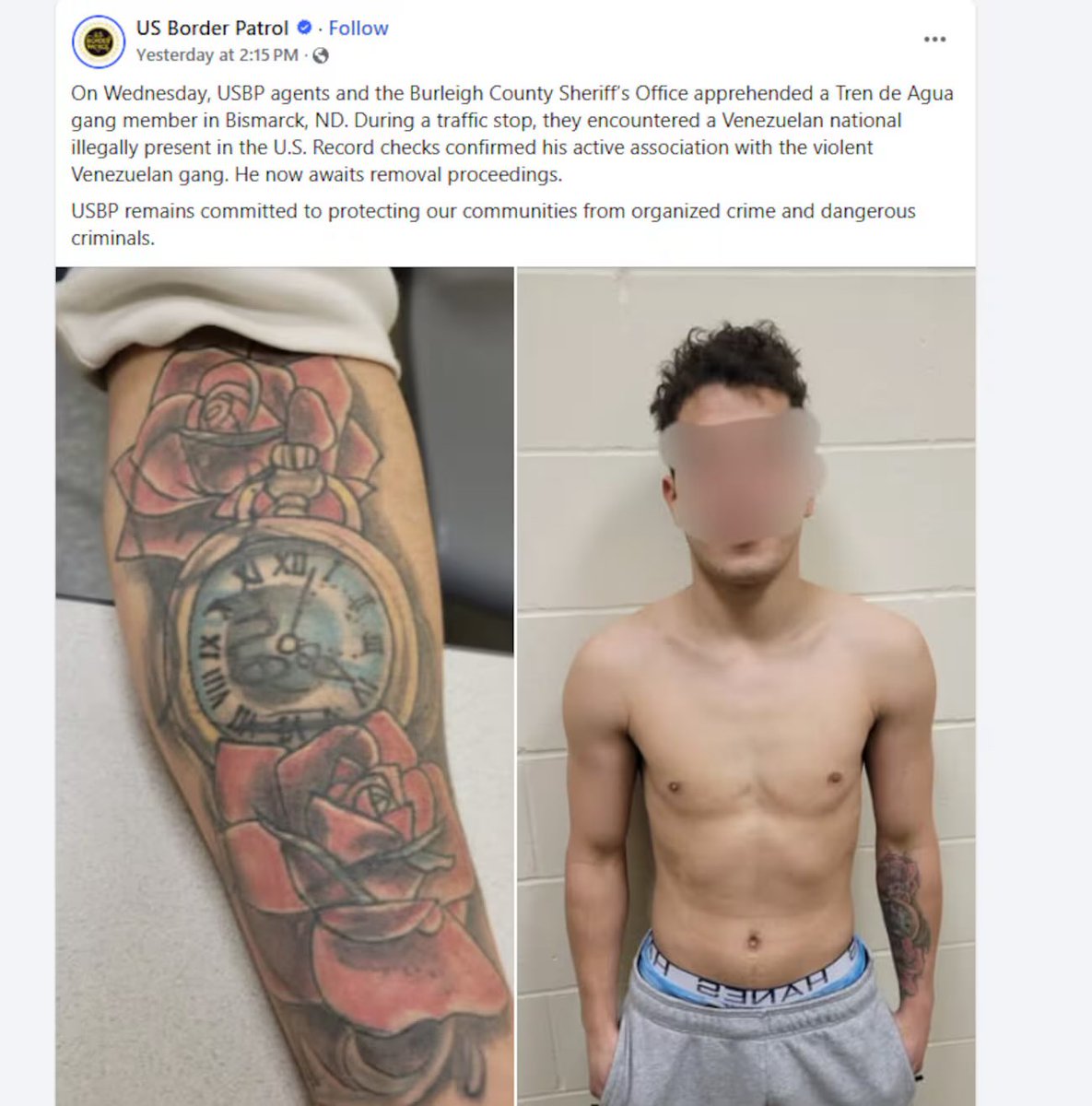 libsoftiktok's tweet image. Border Patrol arrested a violent Tren de Aragua gang member in North Dakota. He now awaits deportation proceedings.

Biden imported them.

Trump is deporting them.