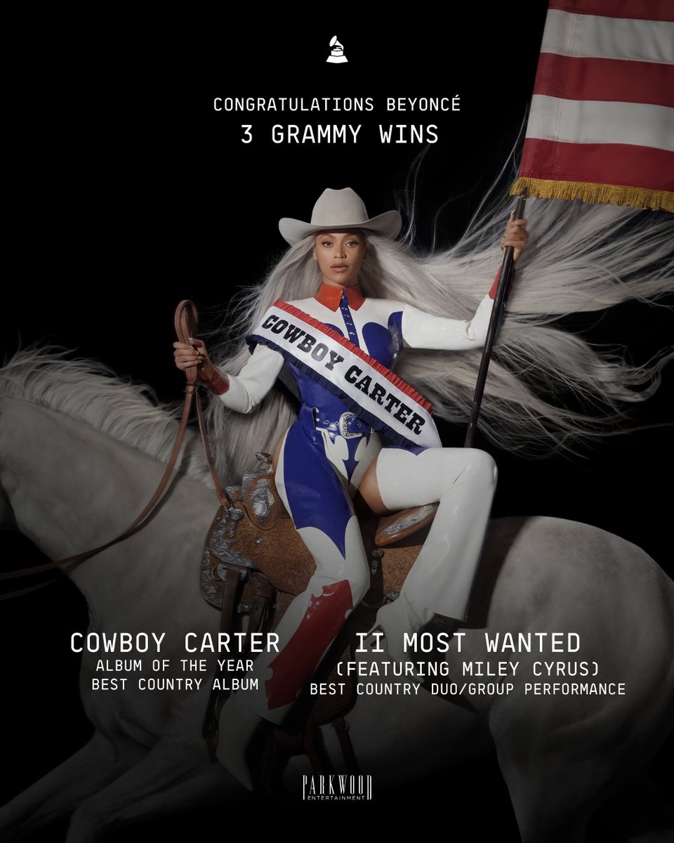 Making history again, and again, and again 🤩 Beyoncé adds 3 more awards tonight and extends her lead as most-awarded #GRAMMYs winner of all time. CONGRATS!