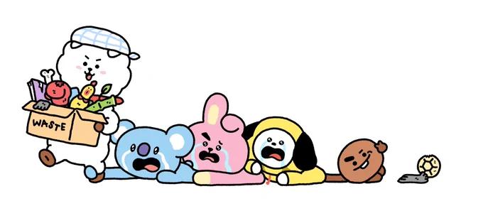 They're not trashhhh….ゴミじゃないってばぁ…쓰레기아니야버리지말라거어어허거어ㅠㅠ….#BT21 #NewYearCleaning #LetItGo #DontGo 