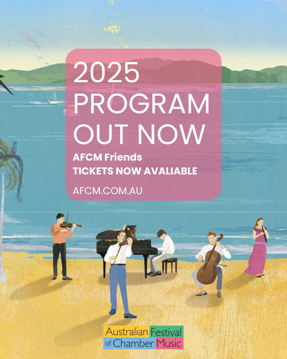 🌟 The #AFCM 2025 Program is Here! 🎶✨ AFCM returns from 25 July – 2 August 2025 bringing 33 breathtaking concerts and special events over 9 magical days!

✨ AFCM Friends, priority booking starts TODAY!
🎟 General tickets from 3 March

afcm.com.au/afcm-festival/…

#ChamberMusic