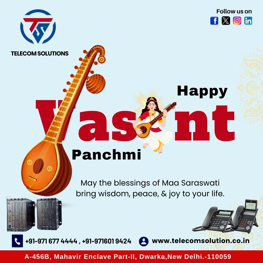 TelecomSol343's tweet image. Telecom Solutions wishes you a Happy Vasant Panchami.
Celebrating wisdom, knowledge, and new beginnings!
Visit Us:- telecomsolution.co.in
Call+91-971 677 4444
#TelecomSolutions #HappyVasantPanchami #KnowledgeAndInnovation #FestiveWishes #TelecomTechnology #StayConnected