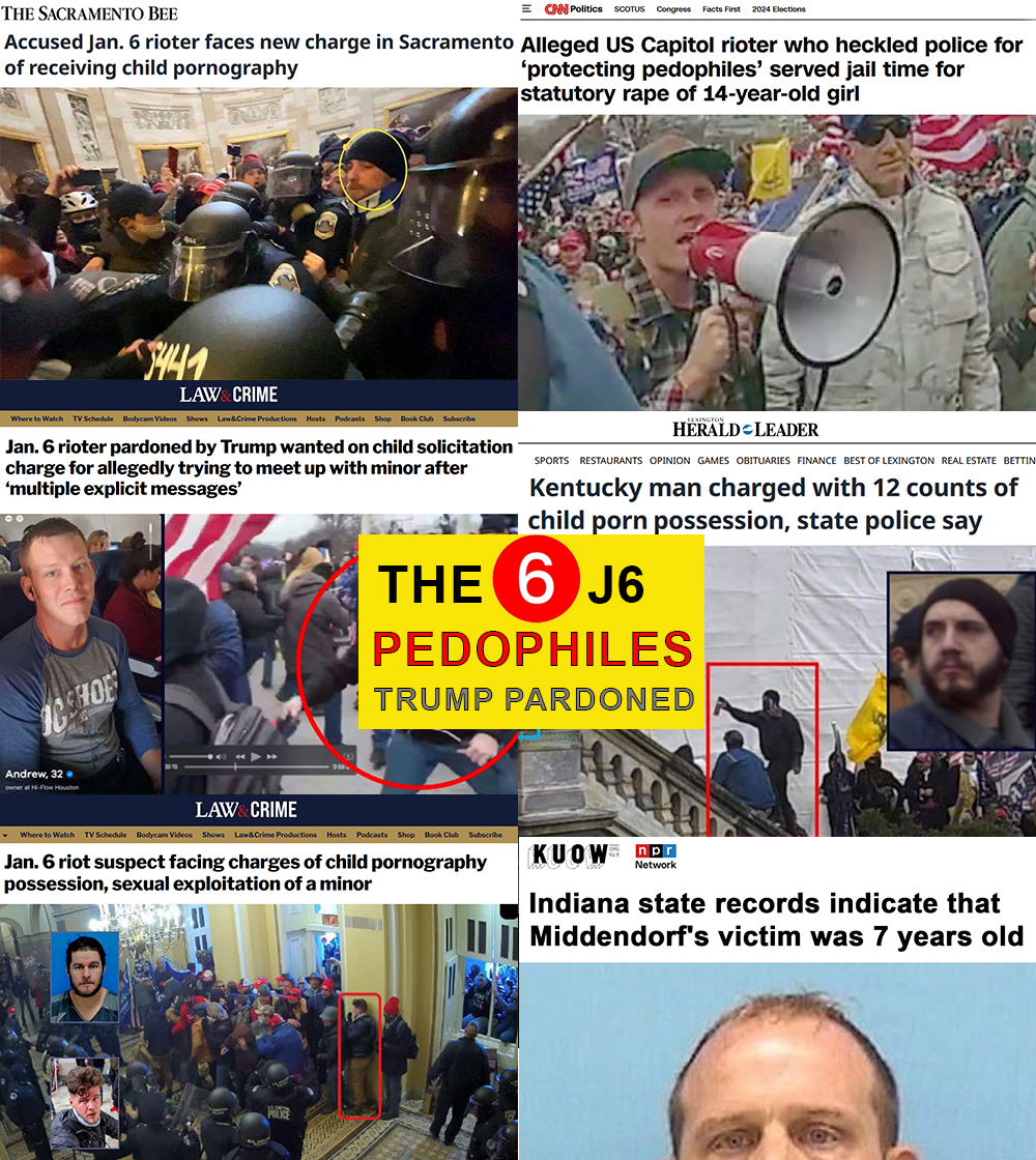 RapinDonaldHQ's tweet image. Apparently I have to explain why it's wrong for TRUMP to pardon pedophiles.
So here's what's happened so far.
DONALD TRUMP has pardoned SIX pedophiles (Kyle Colton, Sean McHugh, David Daniel, Andrew Grigsby, Andrew Taake and Theodore Middendorf) for their J6 crimes.
Keep in…