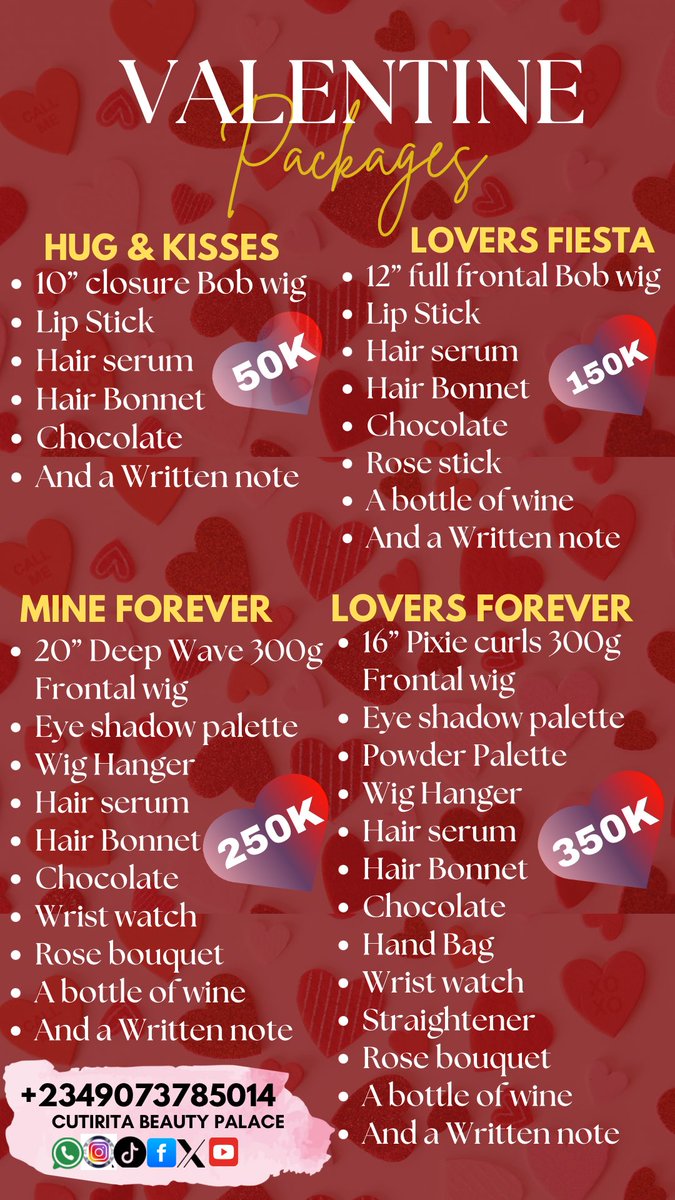 CutiritaM's tweet photo. "Spread the love! Treat your special someone with our exclusive Valentine's packages.
Every package is designed with love. 
Please read through these packages, you’ll know you can’t see it anywhere… 

Absolutely nothing should stop you from these offers ooo🛍️ https://t.co/J7AAL4fh5T