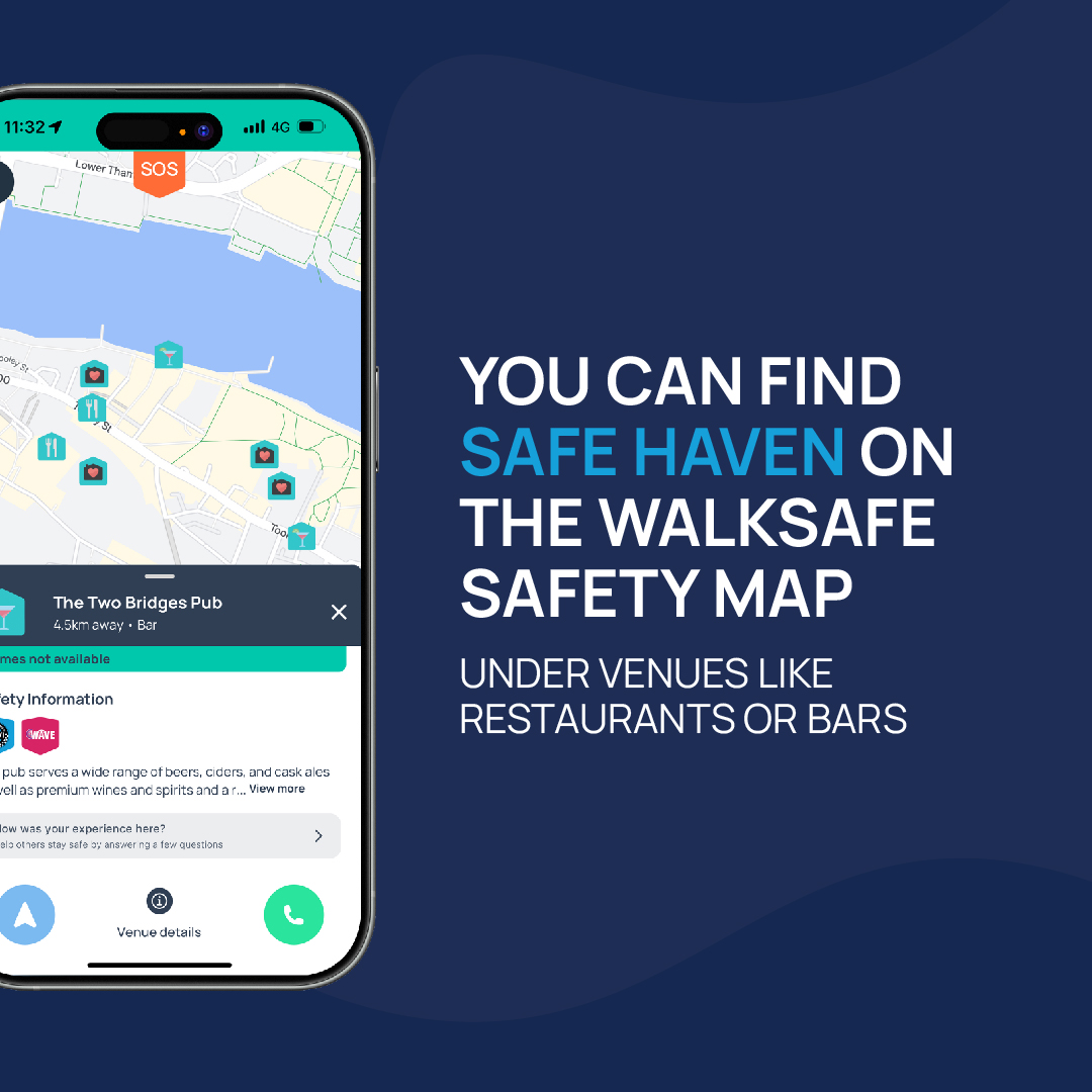 WalkSafeIO's tweet photo. Have you tried the WalkSafe Safety Map?
We map Safety accredited venues across the country including Safe Havens. Safe Havens are a practical way for businesses to let people know that a form of support is available at their venue! #SafetyMap #WalkSafe https://t.co/PPH4NQ2H3z